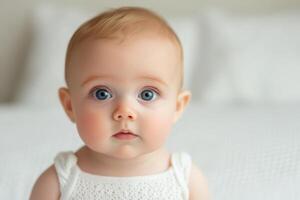 A Baby's Precious Gaze Innocent Beauty in a Portrait photo