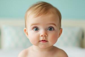 A Baby's Enchanting Gaze A Precious Portrait of Innocence photo