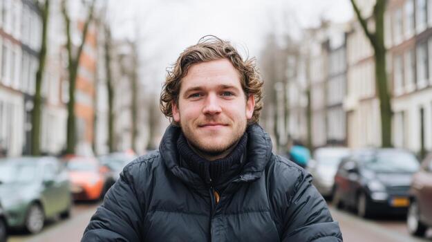 retrato de un hombre en un urbano ajuste con borroso antecedentes foto