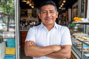 Proud Business Owner at a Busy CafeBakery. A Confident and Successful Entrepreneur photo