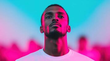 Intriguing Portrait of a Man Under Neon Light photo