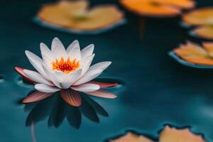 Serene White Lotus in a Tranquil Pond photo