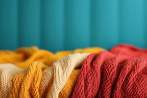 Multicolored Knitted Throws Cozy Autumnal Textures photo