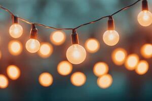 Captivating String Lights Setting a Romantic Ambiance. Enhance your evenings with the warm, enchanting glow of these charming ligh photo