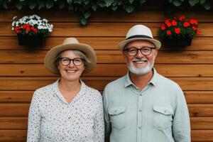 Portrait of a Happy Senior Couple Smiling Together A Captivating Image Showcasing the Joys of Retirement and Togetherness. A Perfe photo