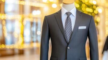 Sophisticated Men's Suit A Timeless Business Attire. This image showcases an impeccably tailored suit, perfect for the modern prof photo