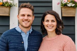 A Happy Couple Portrait Smiling Man and Woman in Love, Enjoying Life at Home. A Candid, Authentic Photo Representing Real Love an