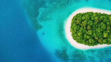 Secluded Tropical Island Paradise An Aerial View of Pristine Beaches, Lush Greenery, and Vibrant Turquoise Waters. A Perfect Getaw photo