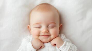 Sweet Dreams Adorable Baby Sleeping Peacefully. This heartwarming image captures the innocence and serenity of a baby's sleep, evo photo