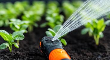 Water Sprinkler System for Plants Eco Friendly Gardening and Sustainable Agriculture Practices for Abundant Growth and Lush Greene photo