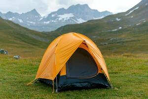 Camping Adventure in Majestic Mountains A Solo Trip to Find Tranquility and Escape Amidst Breathtaking Scenery photo