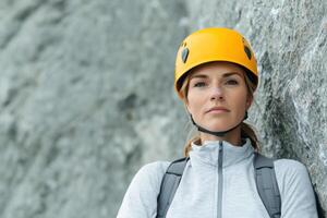 Portrait of a Female Climber Strength, Determination, and the Conquest of Nature photo