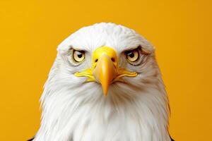 Majestic Bald Eagle Portrait A Look at this American Symbol of Freedom, Power, and Nature. Its intense gaze and striking feature photo