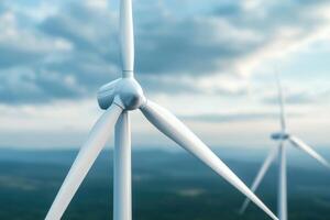Majestic Wind Turbines Harnessing Nature's Power for a Sustainable Future. These colossal structures stand tall, gracefully conver photo