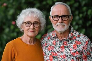 A heartwarming portrait of an elderly couple, radiating love and togetherness. This image captures the essence of a long lasting r photo
