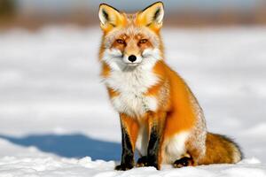 Majestic Red Fox in Winter Wonderland Stunning Wildlife Photography photo