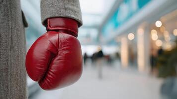 Red Boxing Glove A Symbol of Strength, Competition, and Victory in the Sport of Boxing. This image evokes the intensity and power photo