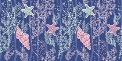 Underwater pattern with sea creatures vector