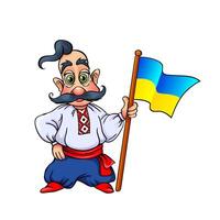 Cossack with Ukrainian flag isolated on white background vector