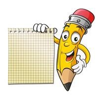 Pencil with a sheet of notebook vector
