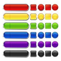 Set of different shape and color blank web buttons vector