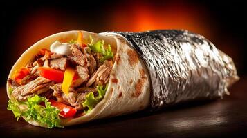 Food image of rolled beef chicken shawarma photo
