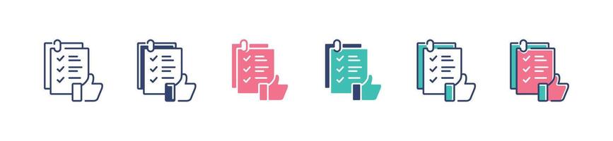 hand thumb up check list icon set business management to do task document report signs illustration clipboard checklist form signs for web and app vector