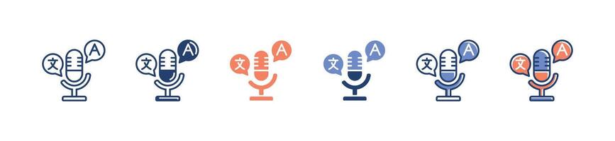 simple microphone talk language translate icon set global communication translation dictionary service business illustration vector
