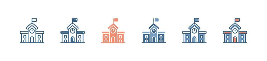 school college building icon set simple education university house architecture illustration for web and app vector