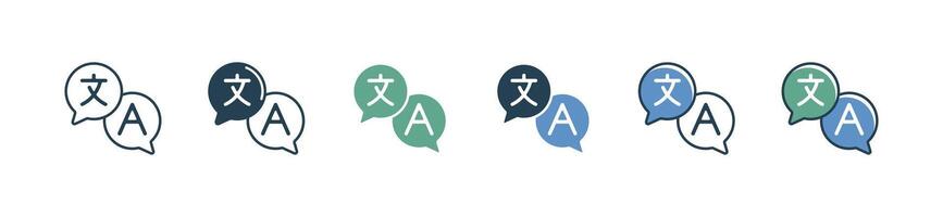 simple bubble language translate icon set online communication dictionary translation illustration for web and app vector