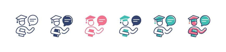student best graduate speaking icon set academy graduation ceremony success people speaker achievement illustration for web and app vector