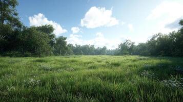 Bright summer-day photography in open green landscape photo