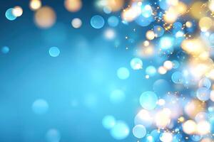 Abstract blurred lights over gradient blue background for celebration and events photo