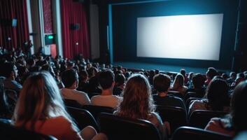 Audience watching performance on stage with red curtains, for entertainment blogs photo