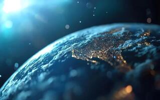 Earth at night, North America visible, space background, for environmental projects photo