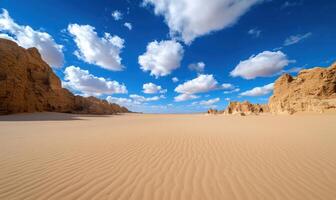 White Desert sand dunes, rock formations, blue sky, clouds, Egypt, scenic landscape photo