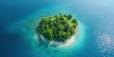Island view from above, clear sea background, for travel brochure use photo