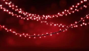 Two glowing garlands on background with copy space for poster banner Christmas holiday photo