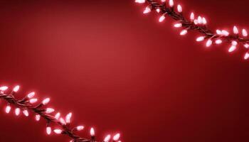 Two glowing garlands on background with copy space for party background photo