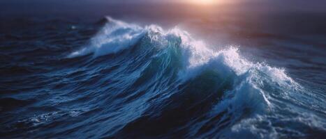 big stormy waves at sunset, ocean wave photo