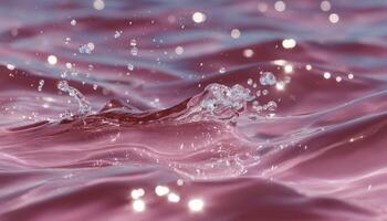 pink transparent clear calm water surface texture with splashes summer nature background photo
