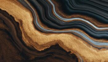 fluid background dark golden and copper colors. Liquid marble photo