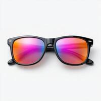 Black sunglasses with Multicolor Mirror Lens isolated on white background photo
