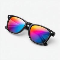 Black sunglasses with Multicolor Lens on white background photo