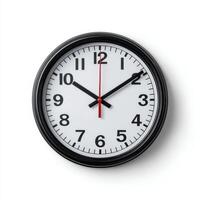 Modern Black wall clock isolated on white background photo