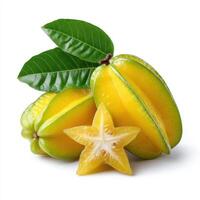 Ripe Star fruit with slice isolated on white background photo
