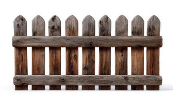 wooden fence isolated on white background with clipping path photo