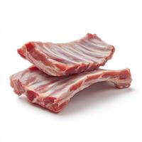 Two Raw Pork Ribs isolated on white background. photo