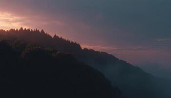 Serene sunset over minimal hillscape nature landscape foggy ambience tranquil view photo