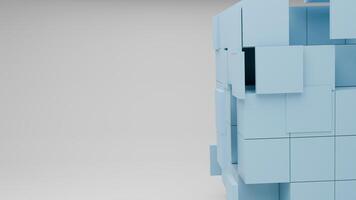 A blue cube with a square shape on top photo